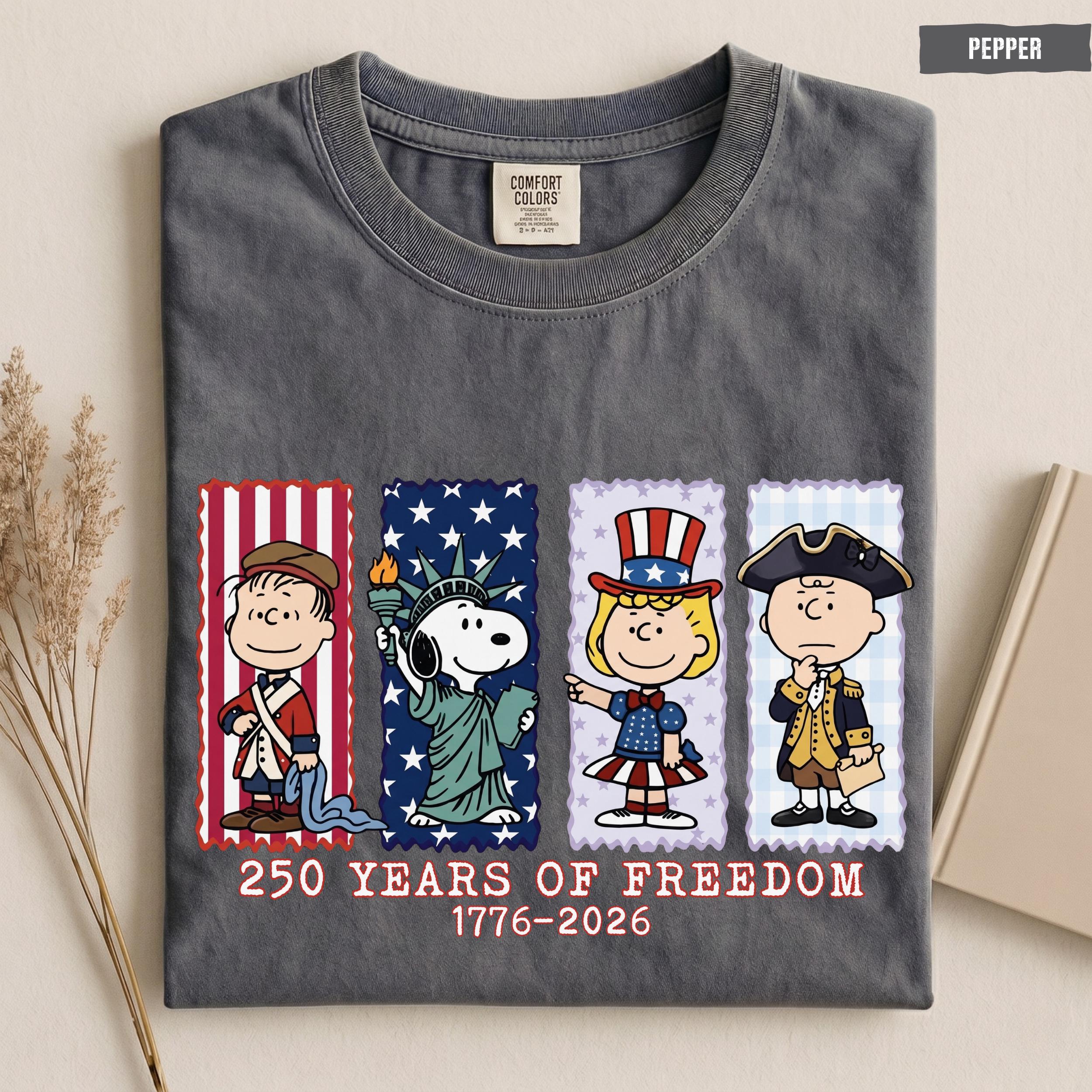 Comfort Colors America 250th Anniversary Patriotic Snoopy Tee Retro American Patriotic Fourth July (1)