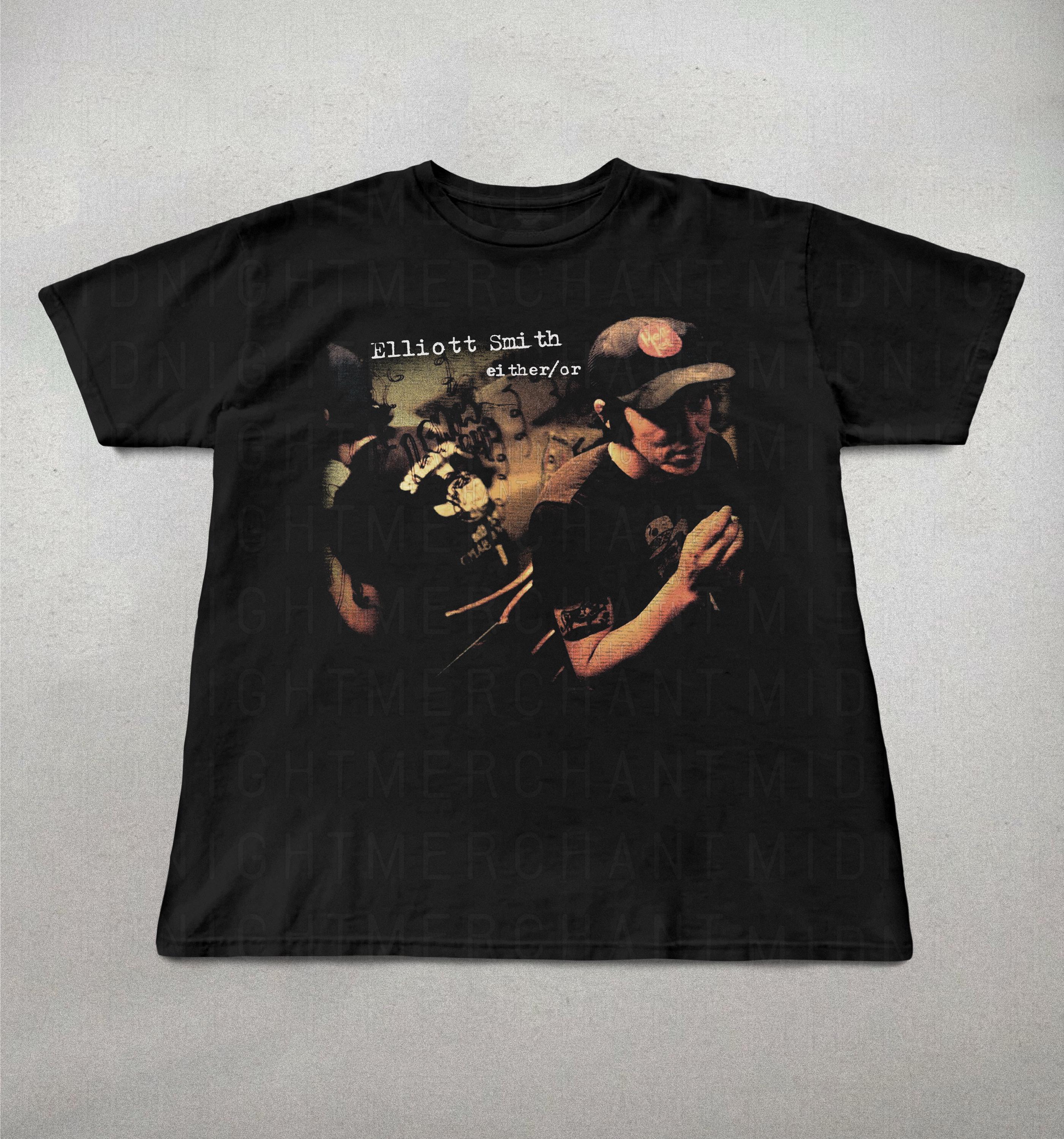 Elliot Smith Either Indie Folk Retro 90s Elliot Smith Alt Rock Tee 90s Band Tee (1)