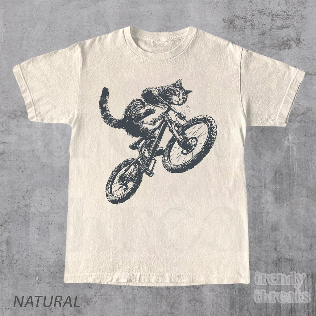 Cat Riding Bicycle Kitten Cat Lover Tee Bikers Cat Parents (1)