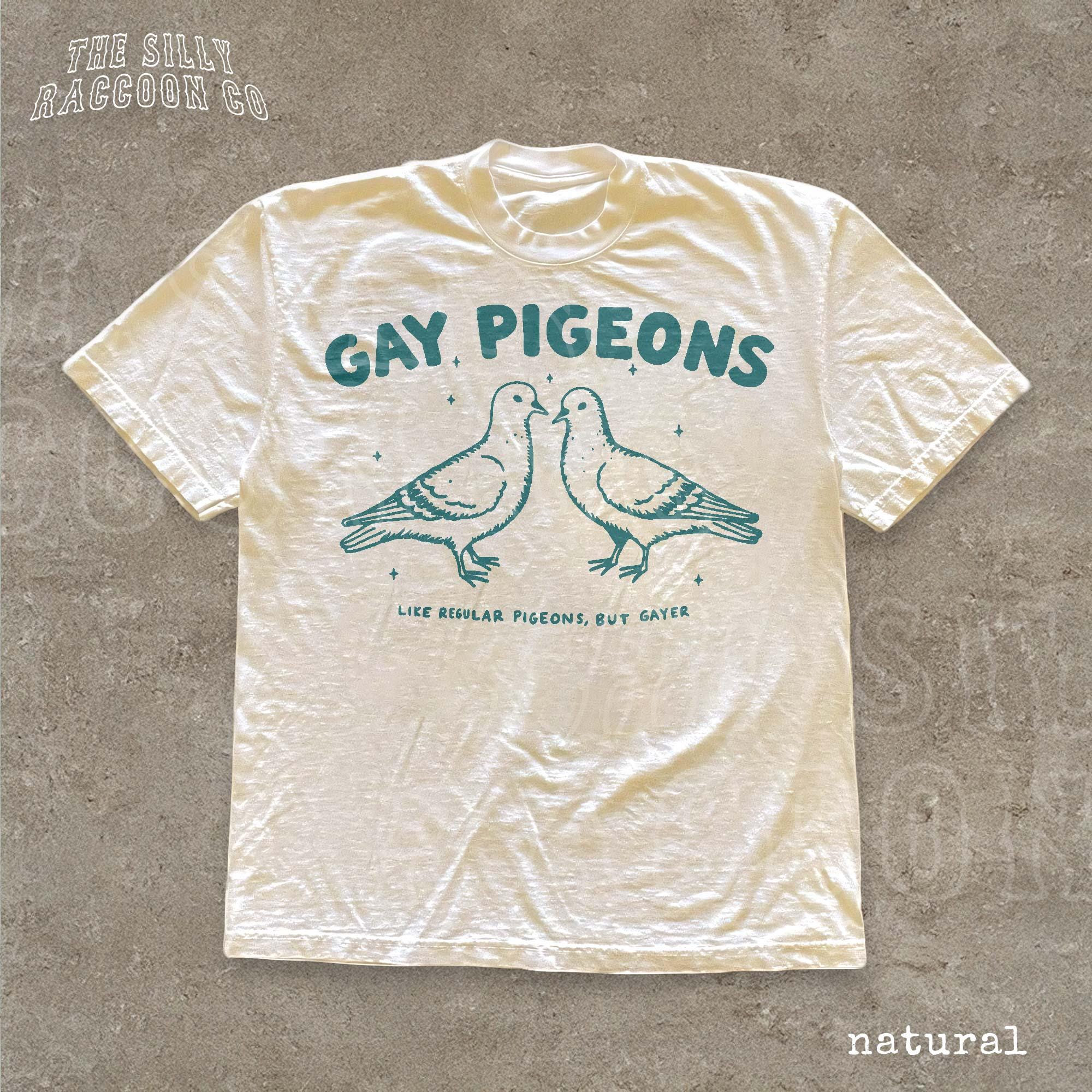 Gay Pigeons Comfort Colors Lgbtq Pride Tee Vintage Queer Inappropriate Sarcastic Humor (1)