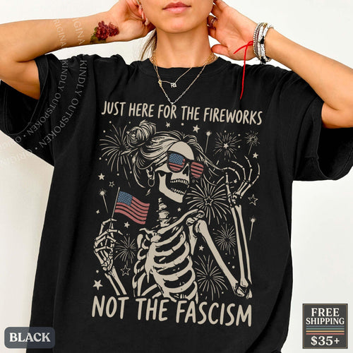Anti Fascist July 4th Feminist Patriotic Comfort Colors Tee Liberal Fourth July Gothic America Protest Tee (1)
