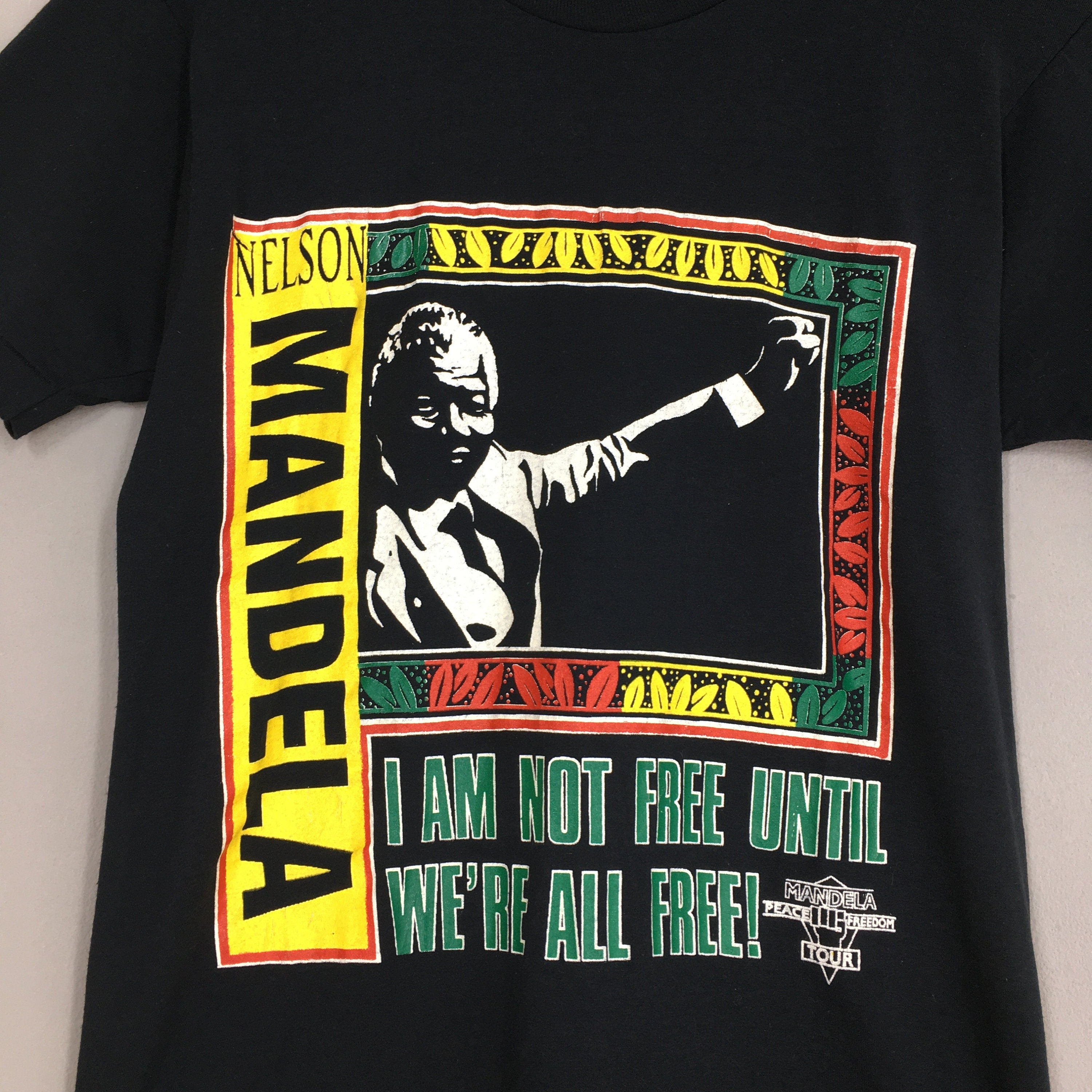 Vintage 80'S Nelson Mandela Black Community Medium Malcolm Am Free Until We'Re Free Human Rights Activist Tee Size (2)