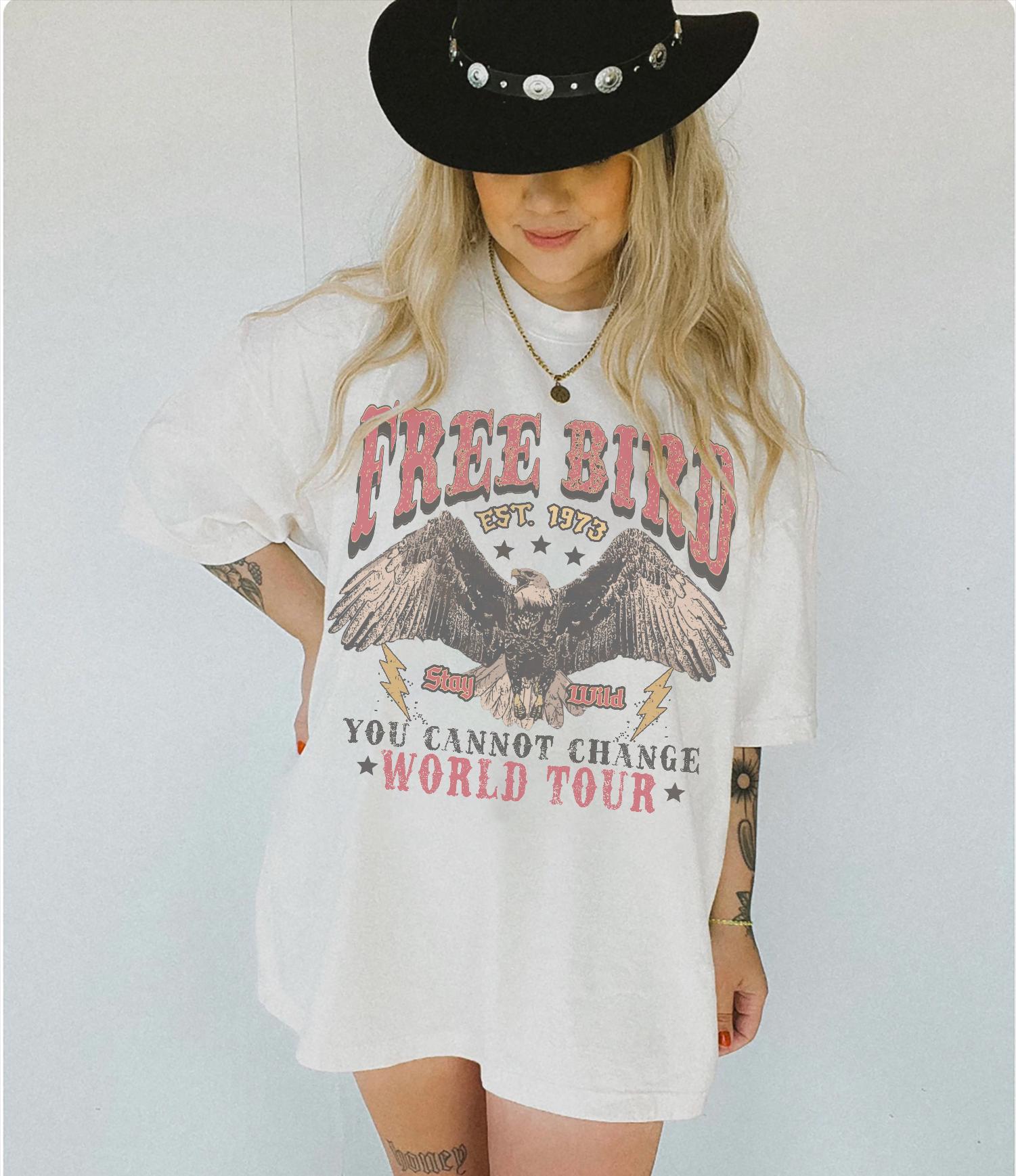 70s Rock Free Bird Comfort Colors Band Old School Band Retro Music Rock Band Tee (2)