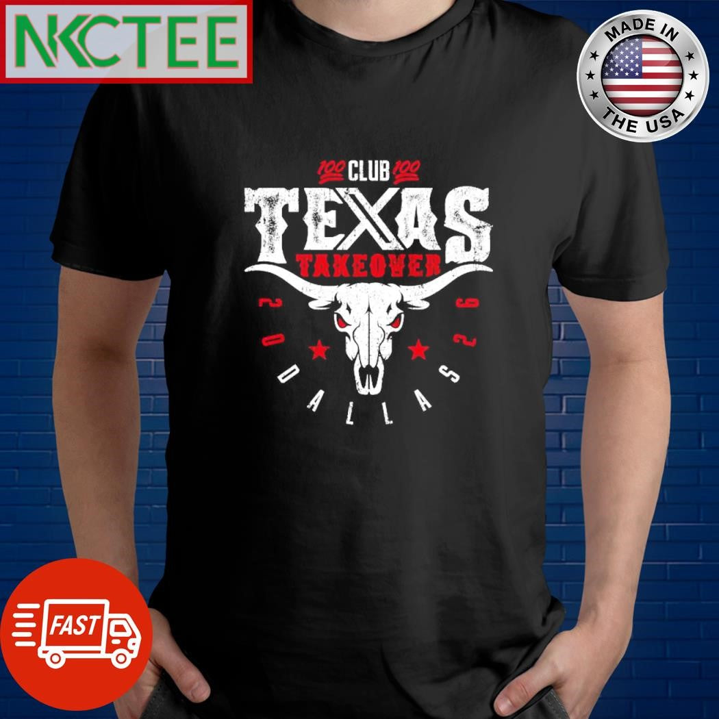 100 Club Texas takeover 2025 Dallas bull head shirt