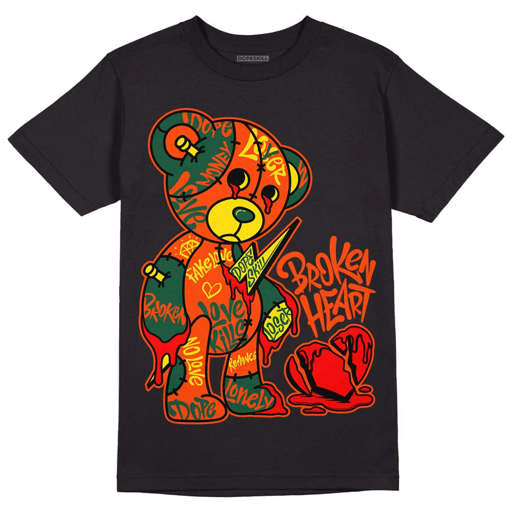 Dunk Low Team Dark Green Orange DopeSkill T-Shirt Broken Heart Graphic