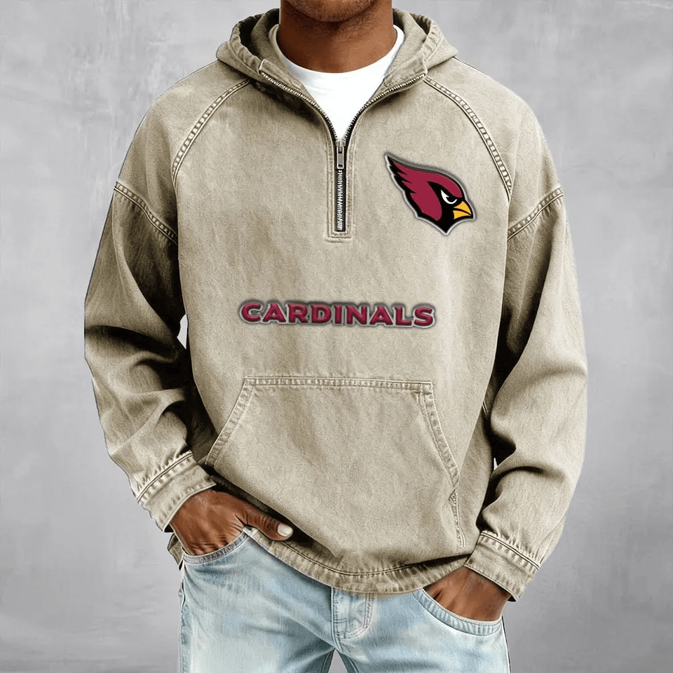 Arizonna Cardinals Men's Half-Zip Denim Hoodie