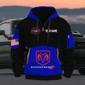 Dodge Challenger Personalized Name Blue & Black Quarter Zipper Hoodie