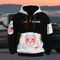 Dodge Charger Personalized Name White & Black Quarter Zipper Hoodie