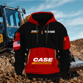 Case Construction Equipment Personalized Name Red & Black Quarter Zipper Hoodie