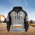 Case Construction Equipment Personalized Name Grey Quarter Zipper Hoodie - Black Sleeve
