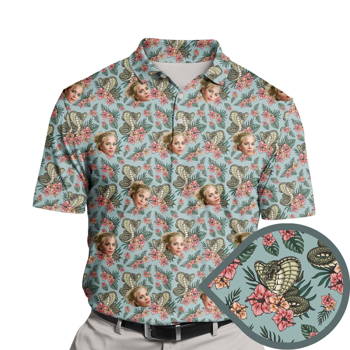 Tropical Cobra | Funny Golf Shirts with Faces or Logos
