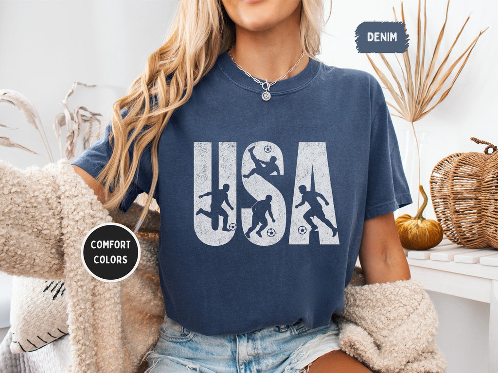 Usa Soccer Comfort Colors Patriotic World Football Fan Tee Cup Soccer Lover (3)