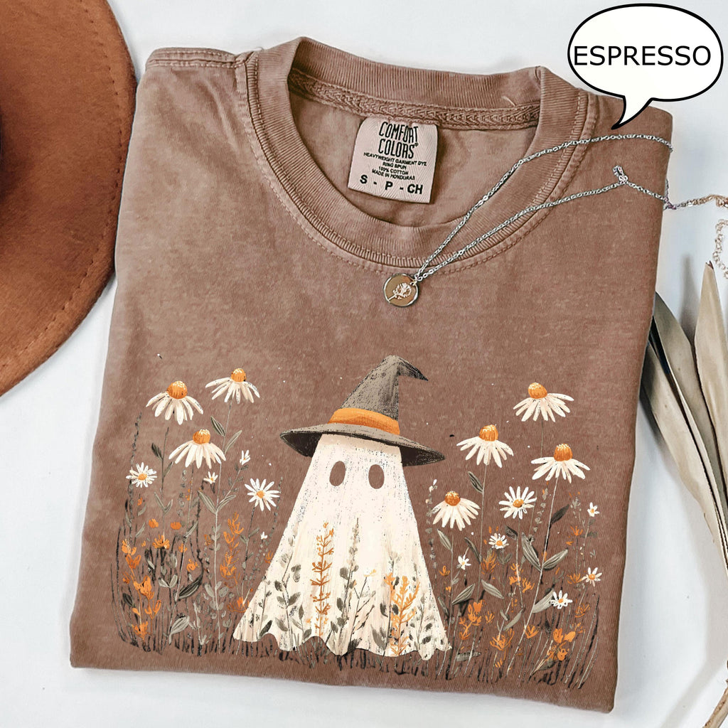 Comfort Colors Ghost Floral Ghos Retro Halloween Fall Halloween Daisy Flower (3)