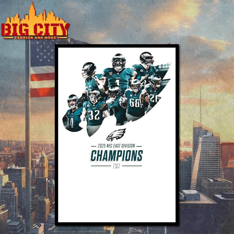 2025 Back To Back NFC East Champion Members in logo shirt