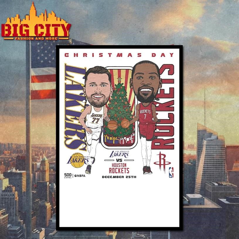2025 NBA Christmas Day Match Up Lakers Vs. Rockets Shirt