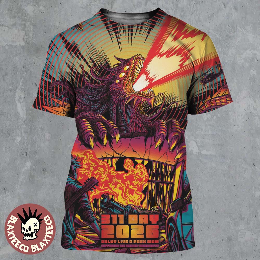 311 Band 311 Day Las Vegas Nevada 2026 Merch Poster Dolby Live At Park MGM On March 7-8 2026 Fire Monster Art All Over Print Shirt