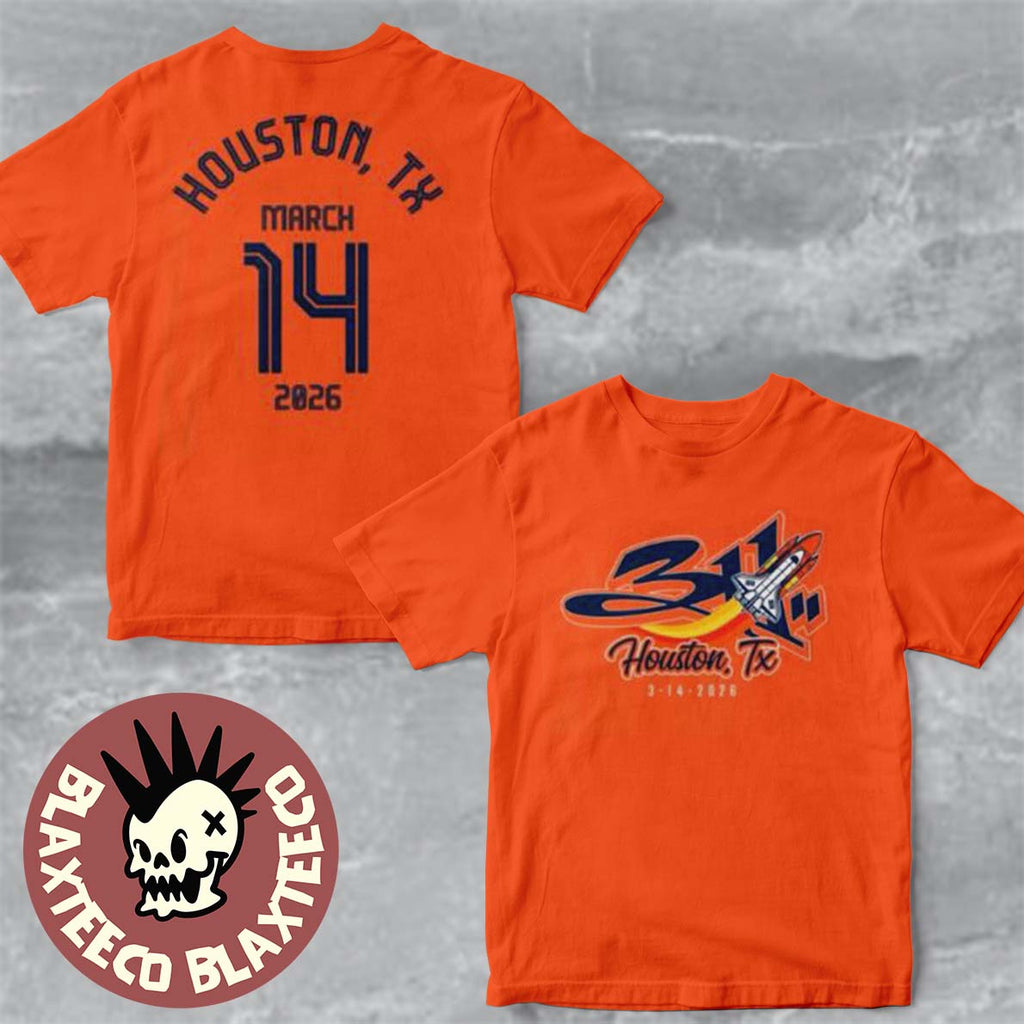 311 Houston Texas 2026 Event Merch Tee Moon to Mars Festival On March 14 2026 Spaceship Orange T-Shirt