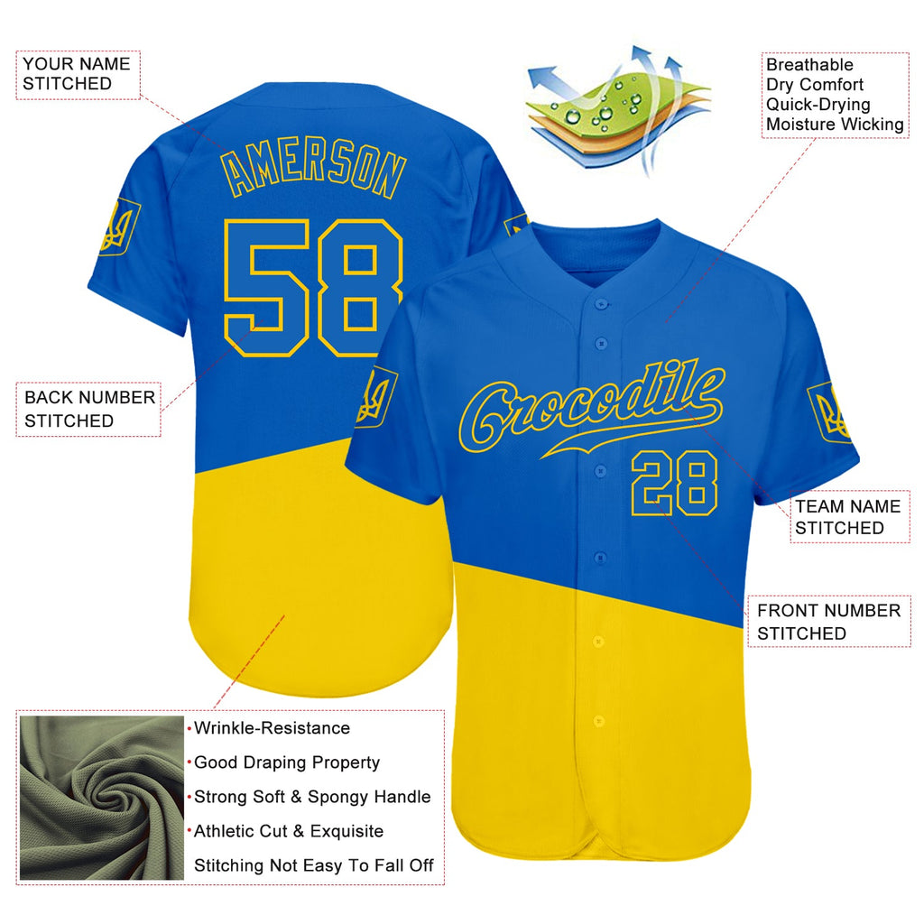 Custom 3D Pattern Design Ukrainian Flag And Coat Of Arms Of Ukraine Authentic Baseball Jersey