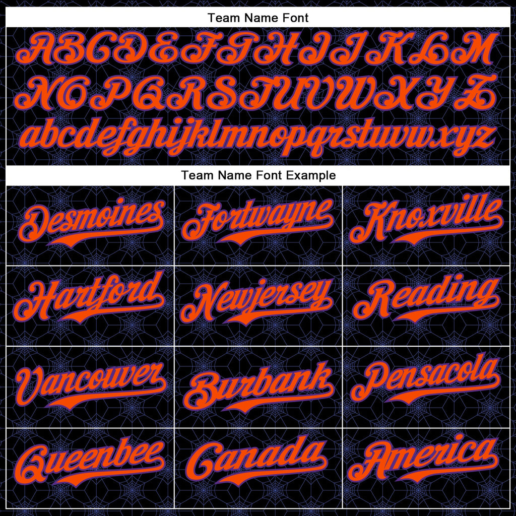 Custom Black Orange-Purple 3D Halloween Spider Net Party Costume Ideas Authentic Baseball Jersey