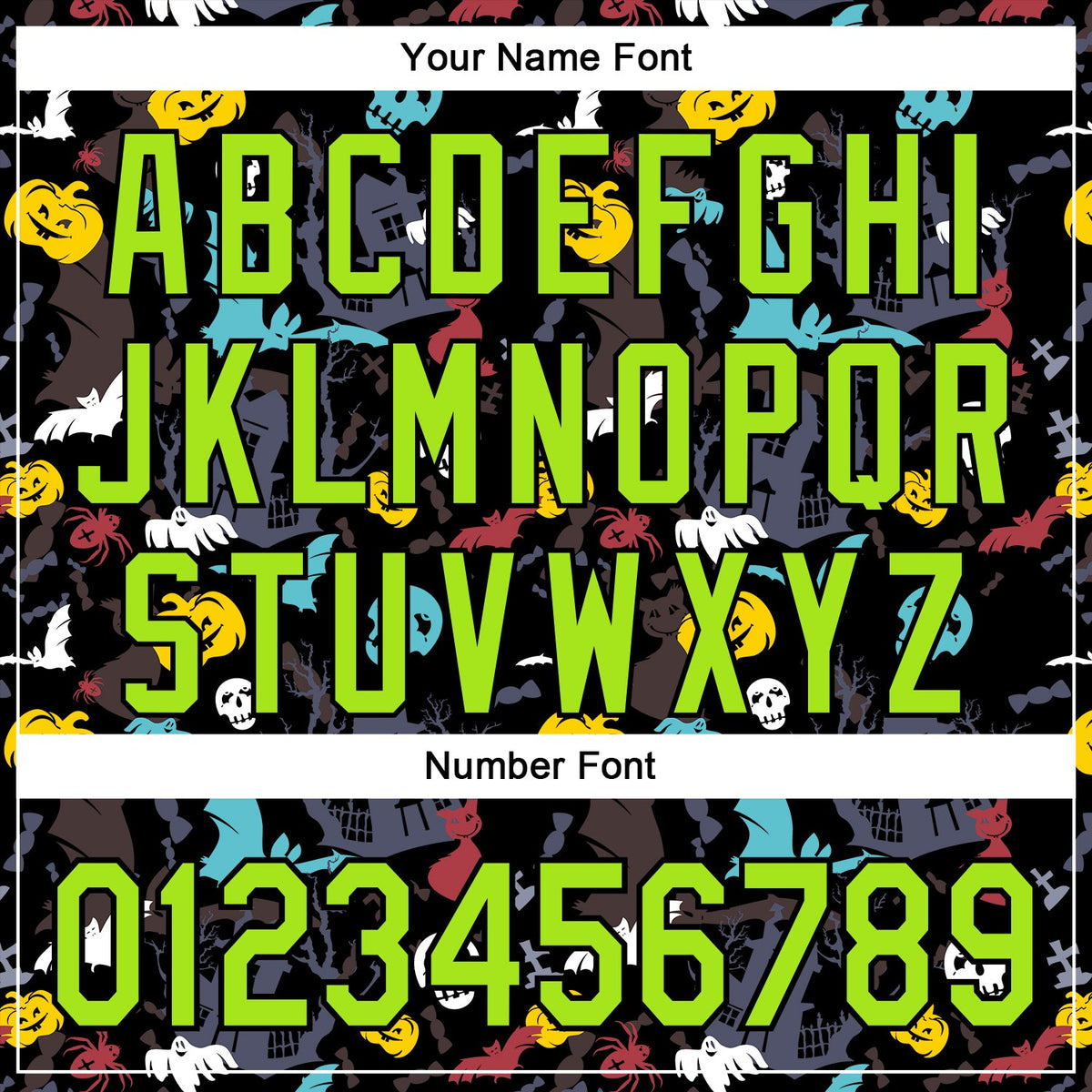 Custom Black Neon Green 3D Halloween Skull Pumpkin Doodle Party Costume Ideas Authentic Baseball Jersey