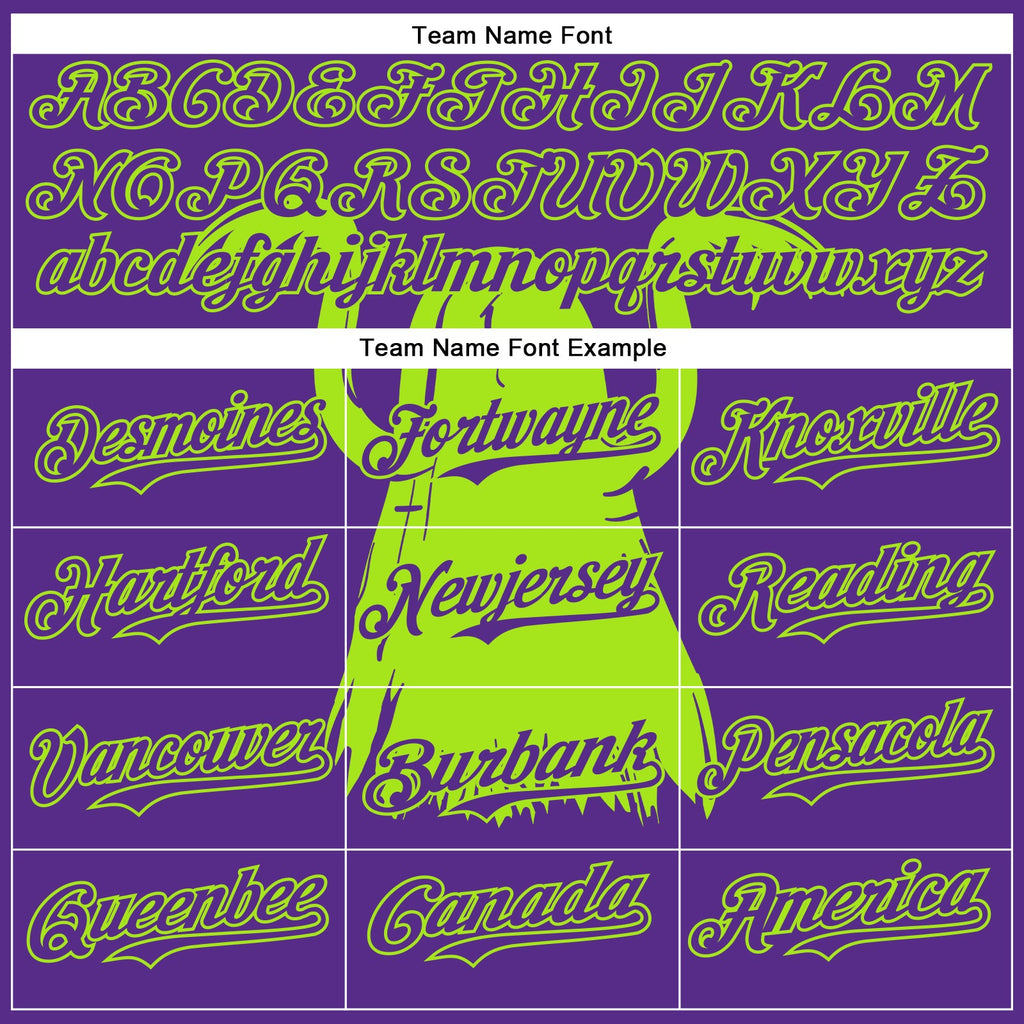 Custom Purple Neon Green Pinstripe Neon Green 3D Halloween Spooky Party Costume Ideas Authentic Baseball Jersey