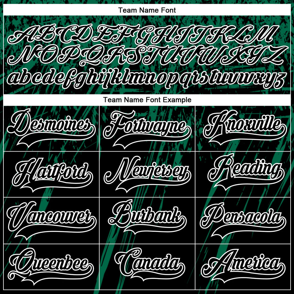 Custom Black Kelly Green-White 3D Splash Hockey Lace Neck Jersey