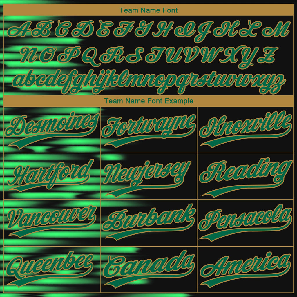Custom Black Kelly Green-Old Gold 3D Pattern Design Authentic Baseball Jersey