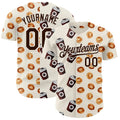 Custom Cream Brown Valentine's Day Bagel Meets Coffee Authentic Baseball Jersey