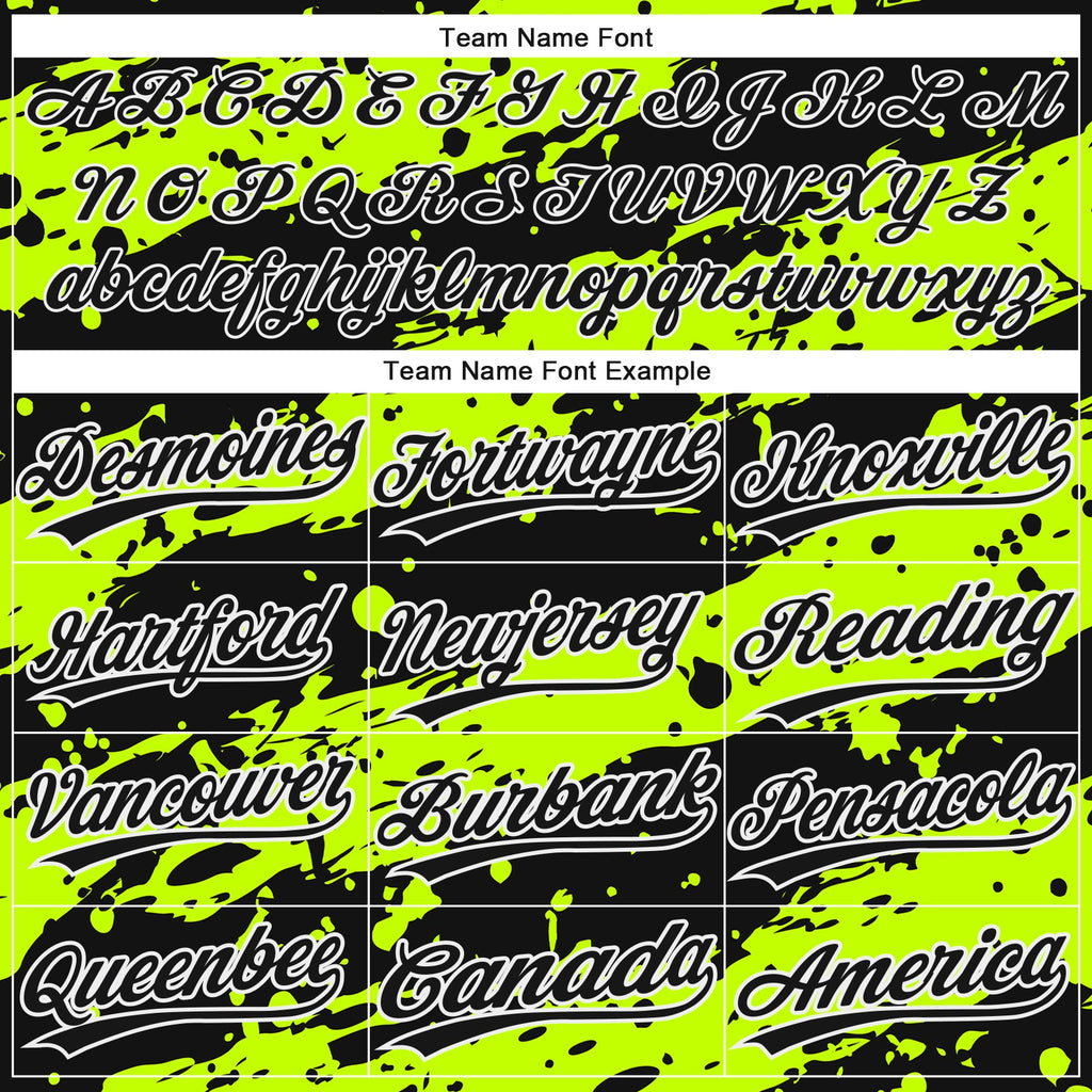 Custom Neon Green Black-White 3D Pattern Design Authentic Baseball Jersey