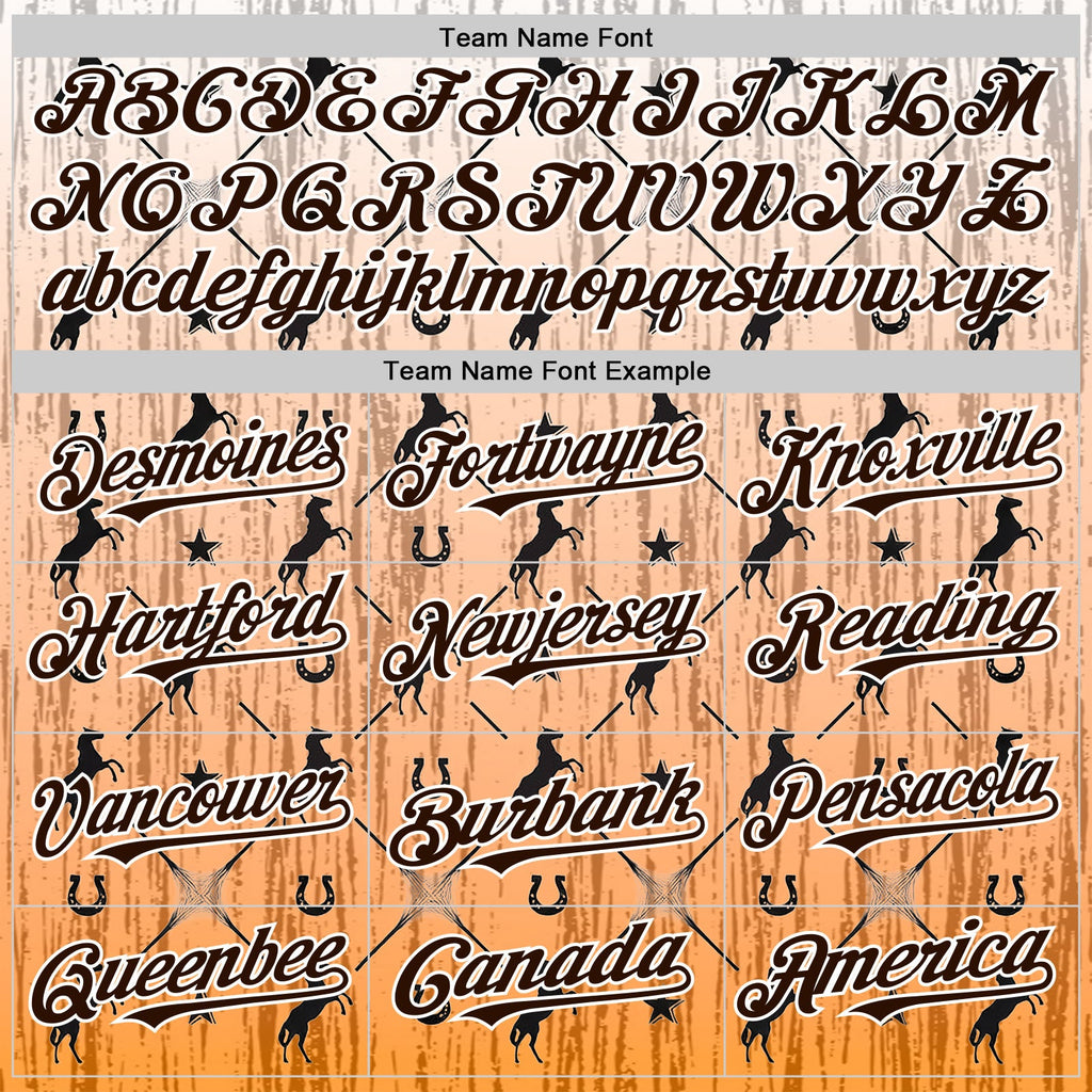 Custom Orange Brown-White Texas Horseshoe Cowboy City Edition Authentic Baseball Jersey