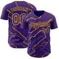 Custom Purple Gold Lightning Polka Dot Authentic Baseball Jersey