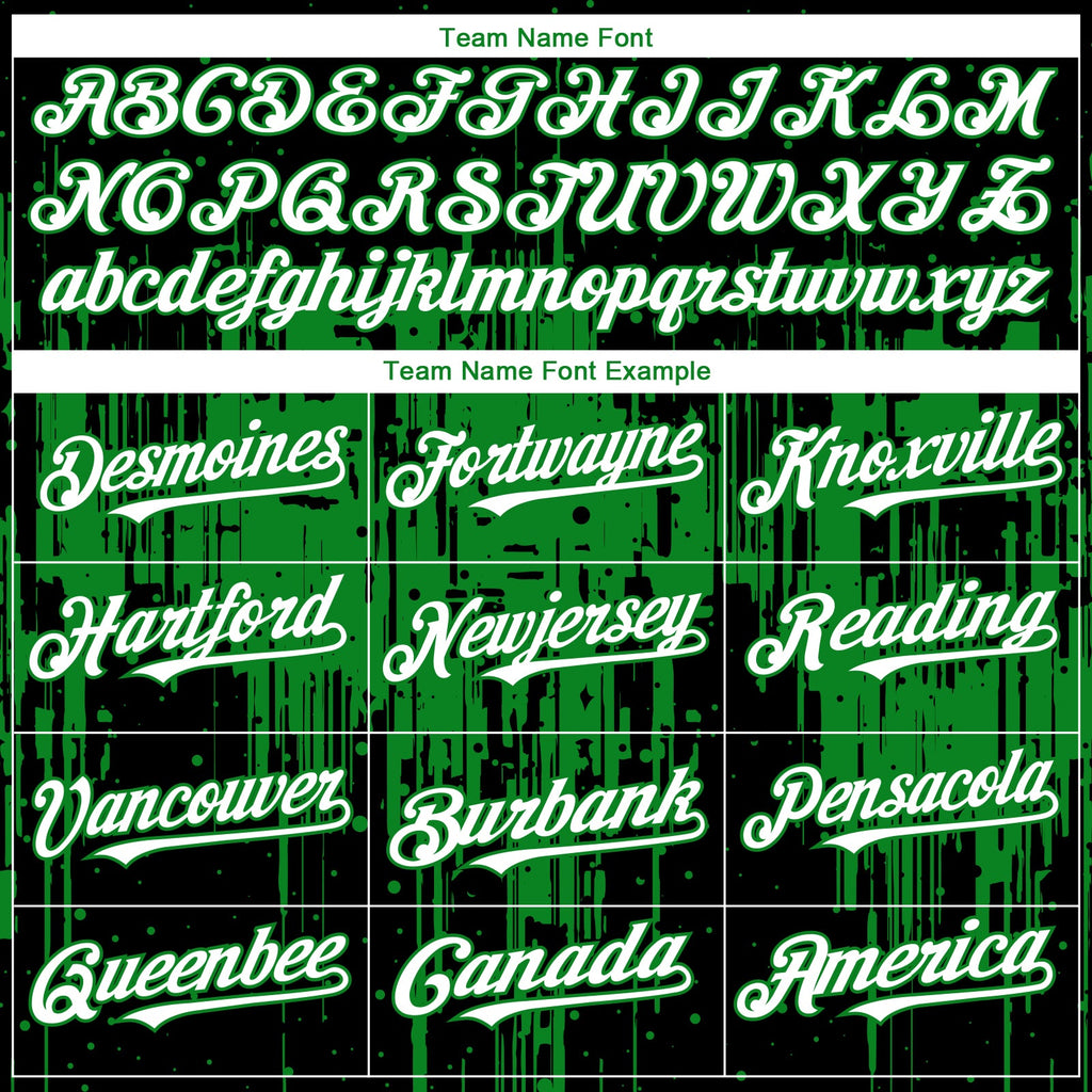 Custom Black White-Grass Green Dripping Splatter Paint Authentic Baseball Jersey