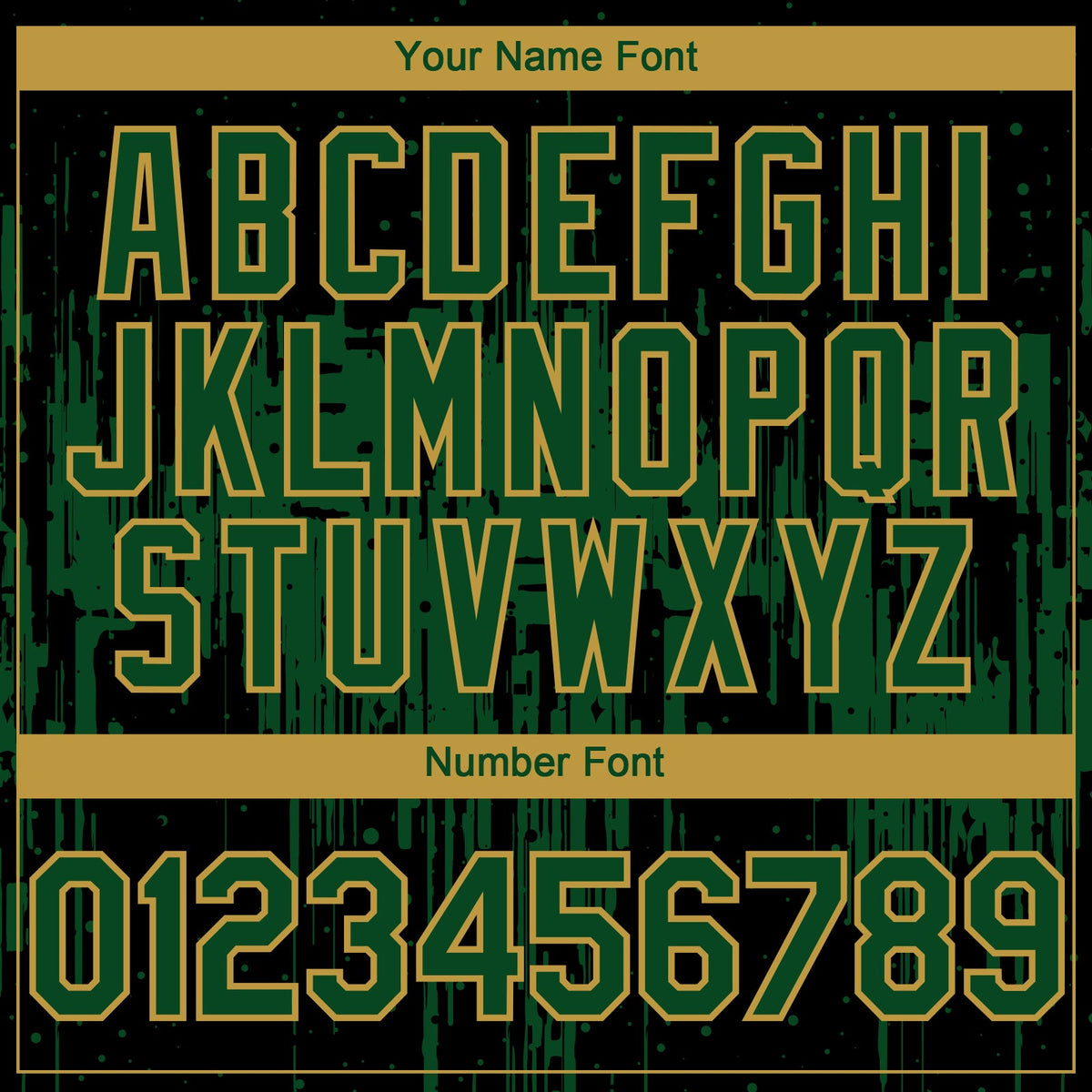 Custom Black Green-Old Gold Dripping Splatter Paint Authentic Baseball Jersey