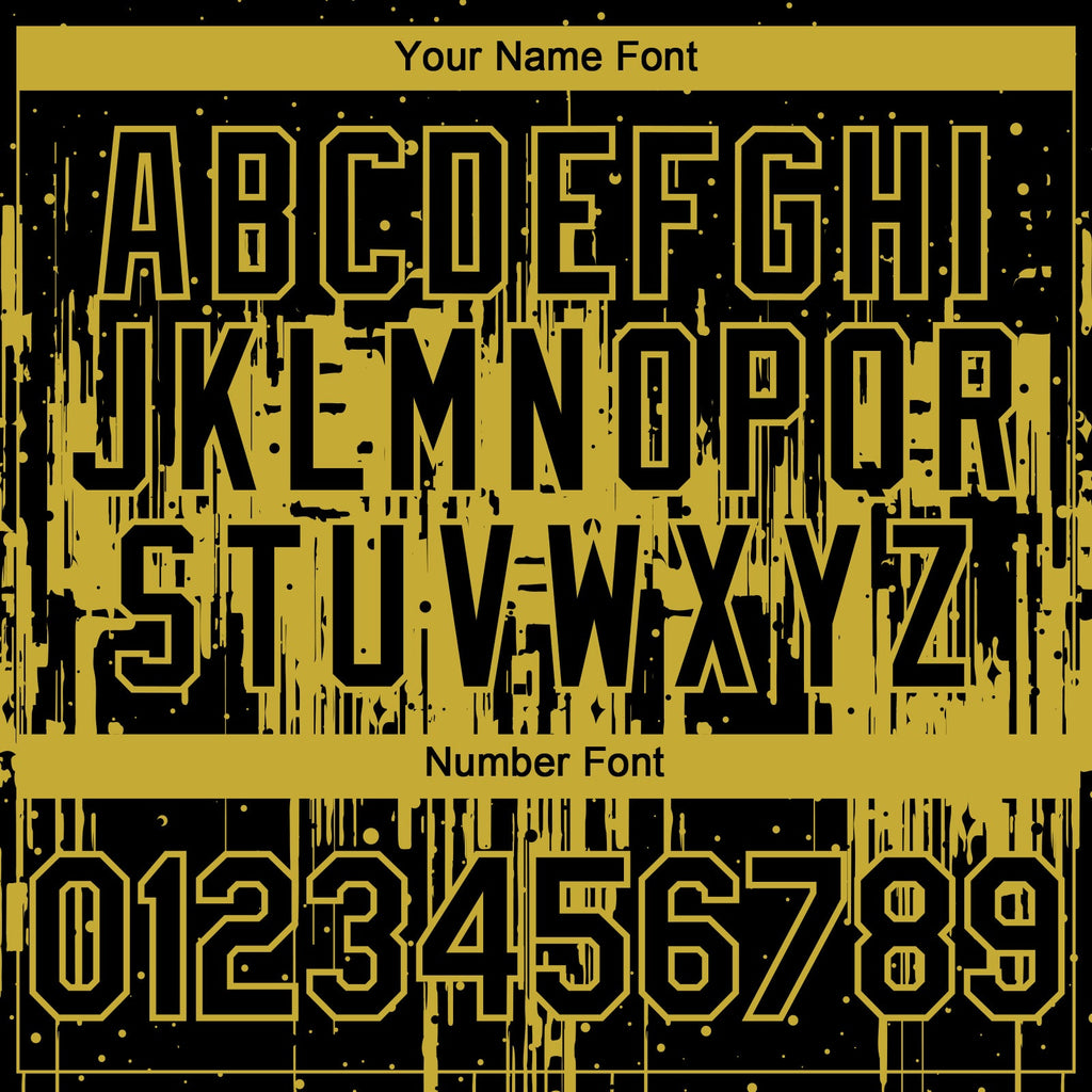 Custom Black Old Gold Dripping Splatter Paint Authentic Baseball Jersey