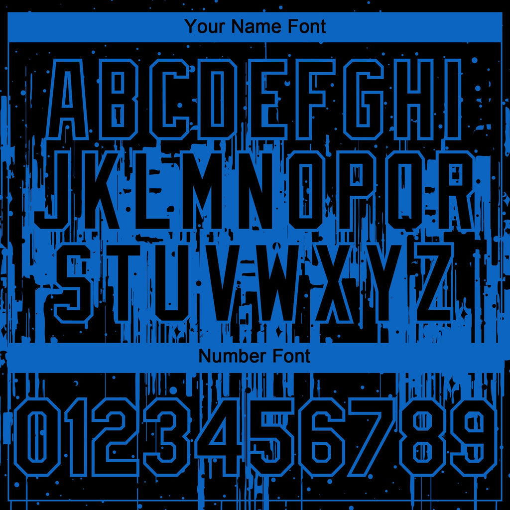 Custom Black Blue Dripping Splatter Paint Authentic Baseball Jersey