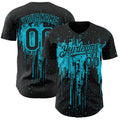 Custom Black Lakes Blue Dripping Splatter Paint Authentic Baseball Jersey