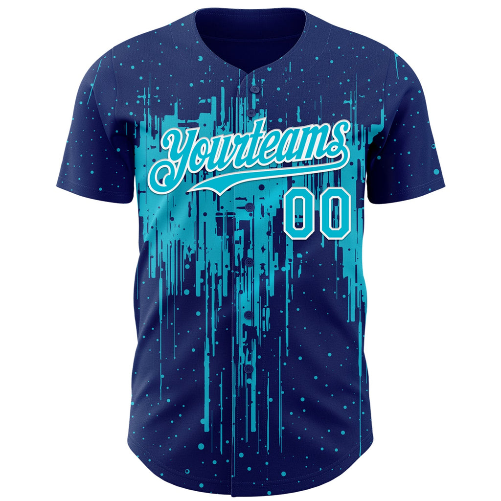 Custom Royal Lakes Blue-White Dripping Splatter Paint Authentic Baseball Jersey