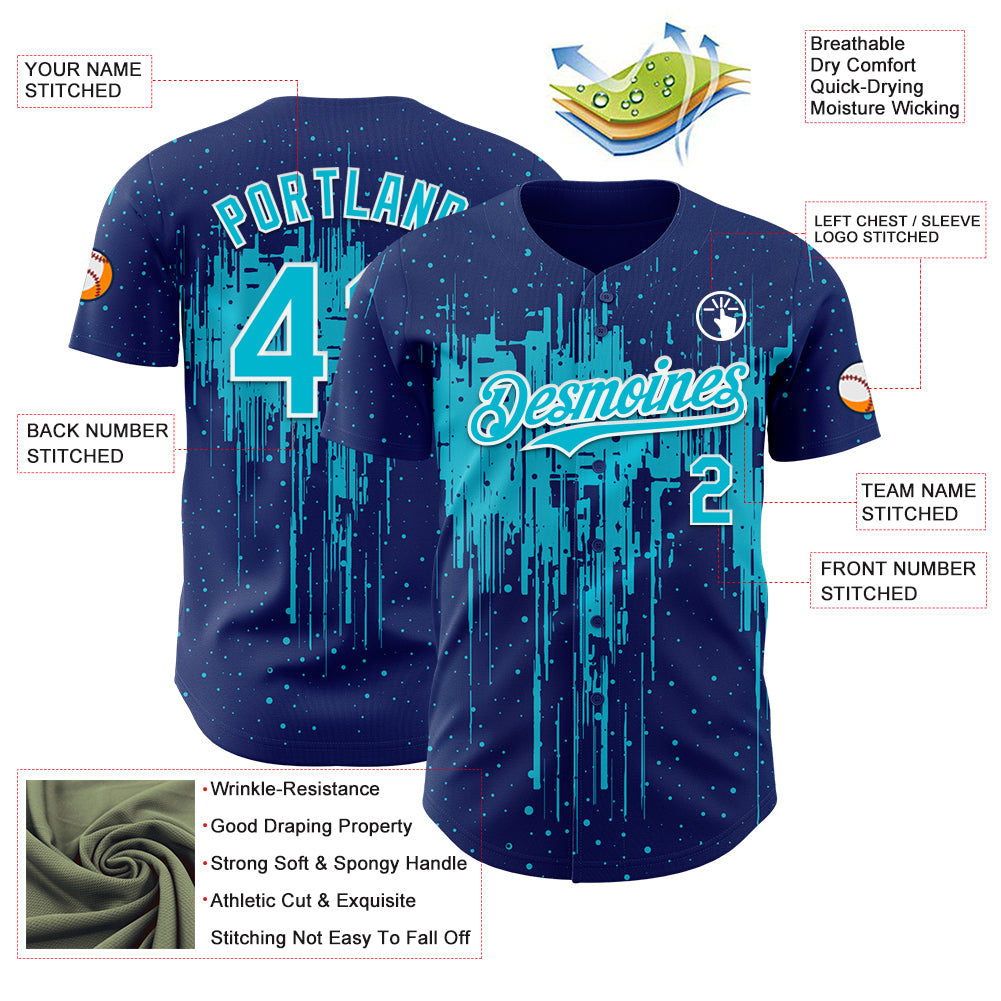 Custom Royal Lakes Blue-White Dripping Splatter Paint Authentic Baseball Jersey