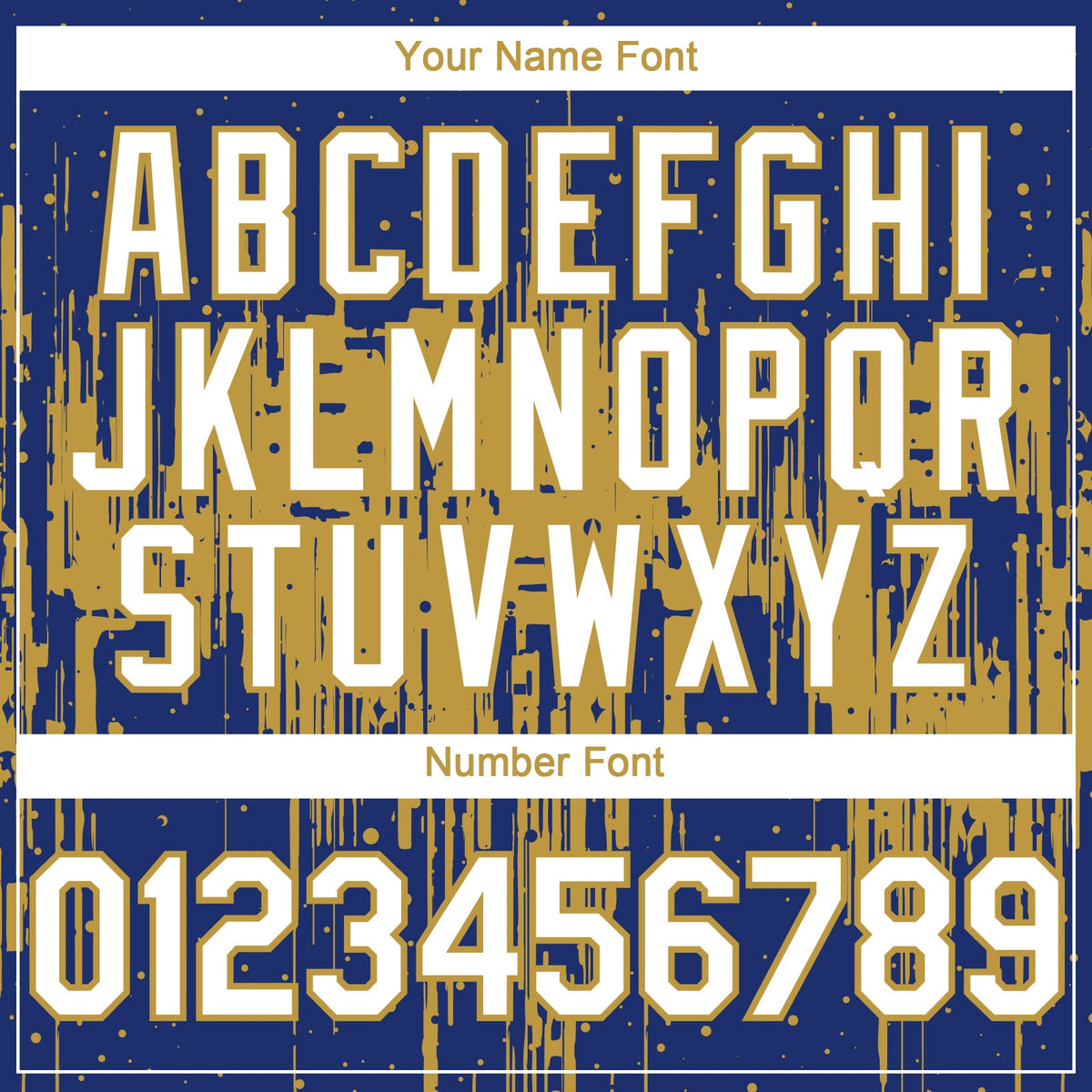 Custom Royal White-Old Gold Dripping Splatter Paint Authentic Baseball Jersey