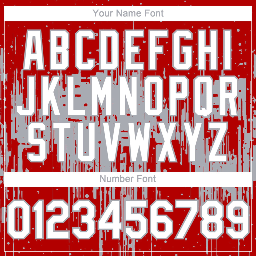 Custom Red White-Gray Dripping Splatter Paint Authentic Baseball Jersey
