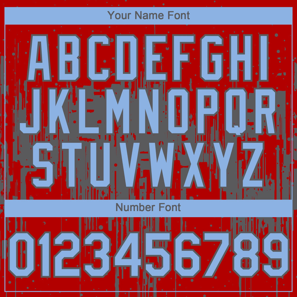 Custom Red Light Blue-Steel Gray Dripping Splatter Paint Authentic Baseball Jersey