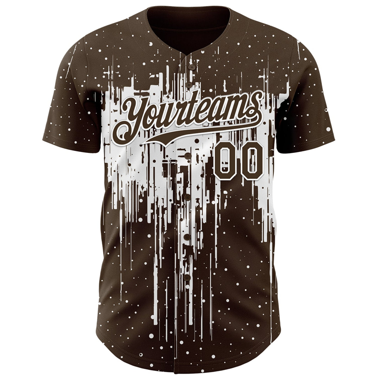 Custom Brown White Dripping Splatter Paint Authentic Baseball Jersey