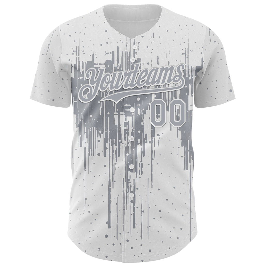 Custom White Gray Dripping Splatter Paint Authentic Baseball Jersey