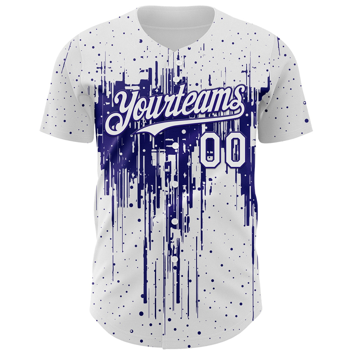Custom White Dark Purple Dripping Splatter Paint Authentic Baseball Jersey