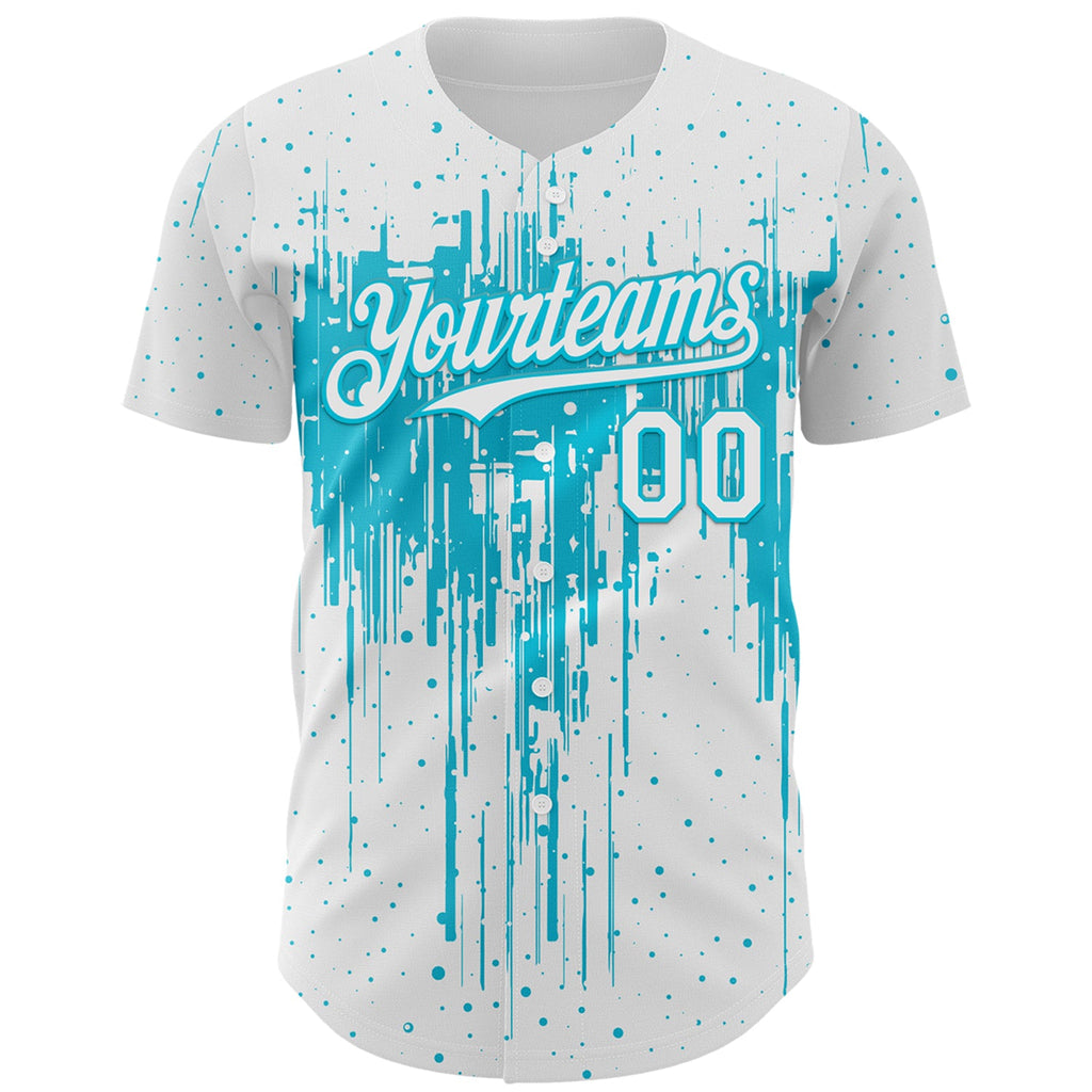 Custom White Lakes Blue Dripping Splatter Paint Authentic Baseball Jersey