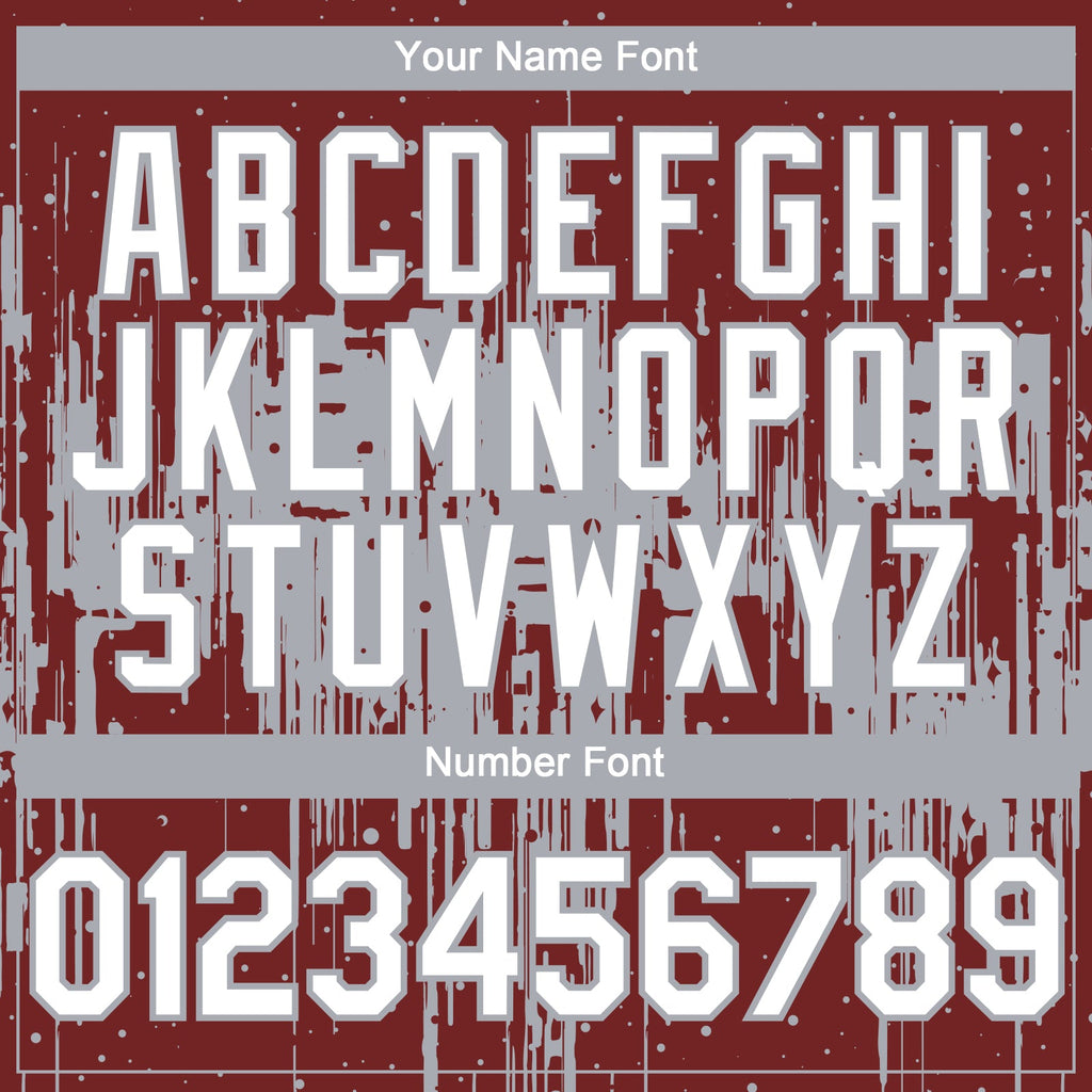 Custom Burgundy White-Gray Dripping Splatter Paint Authentic Baseball Jersey