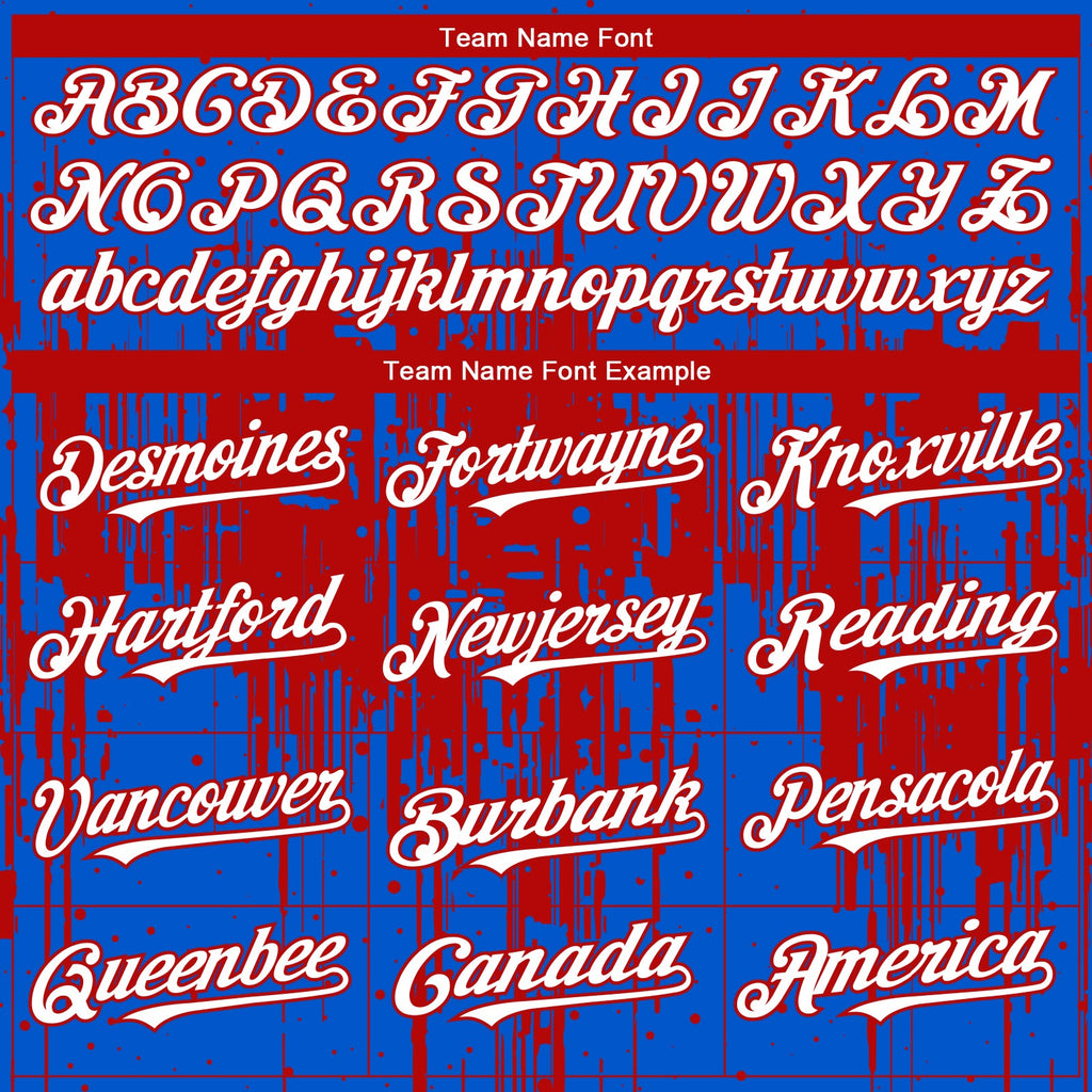 Custom Thunder Blue White-Red Dripping Splatter Paint Authentic Baseball Jersey