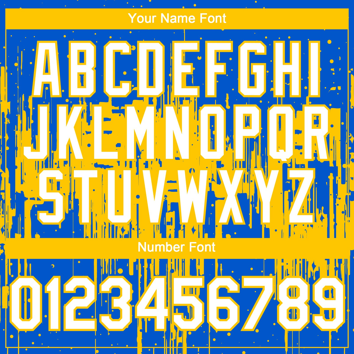 Custom Thunder Blue White-Yellow Dripping Splatter Paint Authentic Baseball Jersey