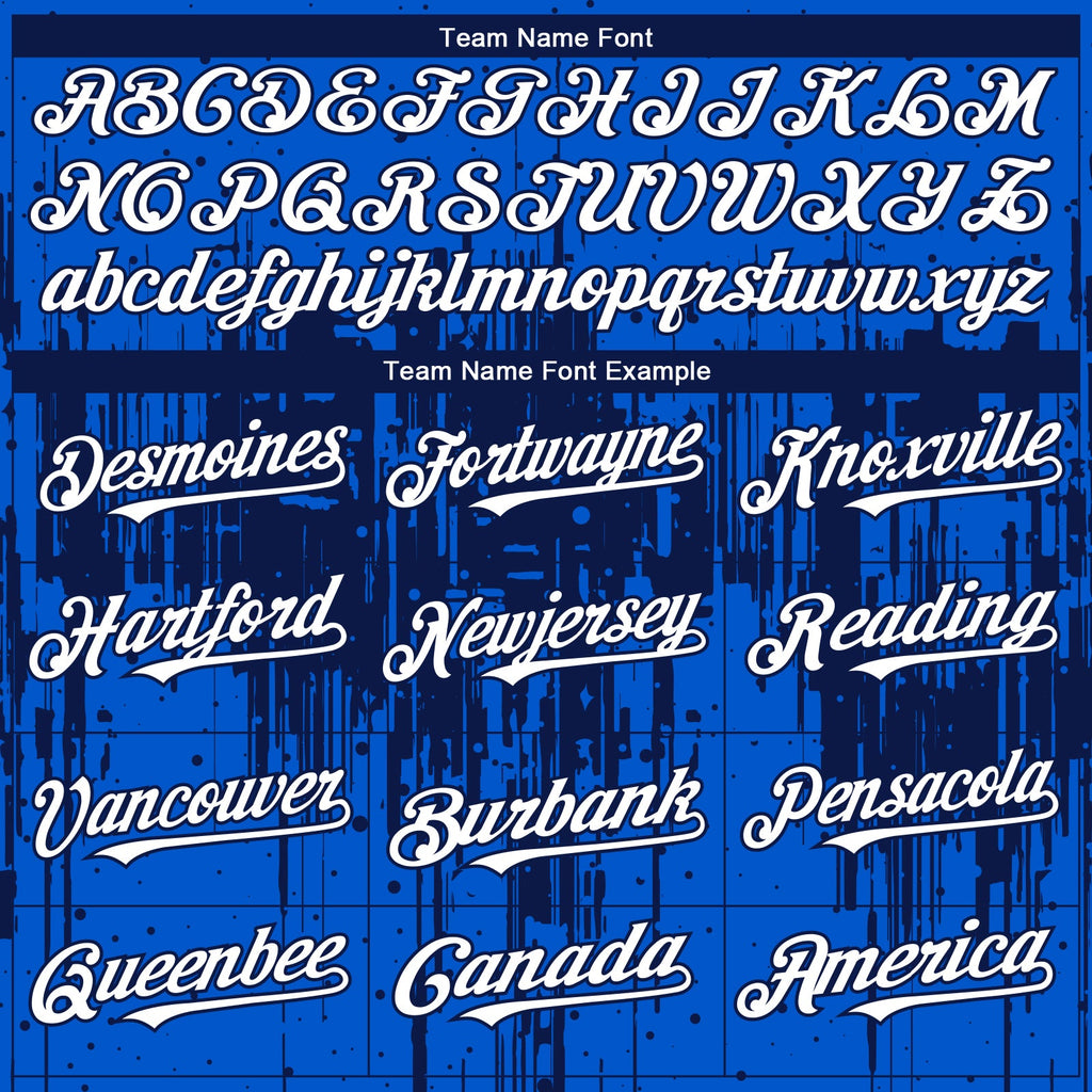 Custom Thunder Blue White-Navy Dripping Splatter Paint Authentic Baseball Jersey