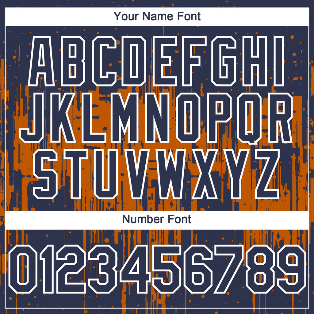 Custom Navy White-Bay Orange Dripping Splatter Paint Authentic Baseball Jersey